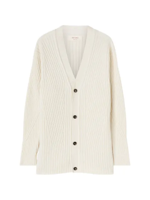 RETORI ribbed-knit V-neck cardigan White 04WKNTO172LS10