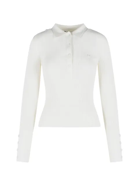 Courrèges ribbed long-sleeve polo shirt White 326MPO072FI0001