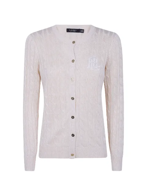 Lauren Ralph Lauren cable-knit embroidered cardigan Neutrals 200P14040