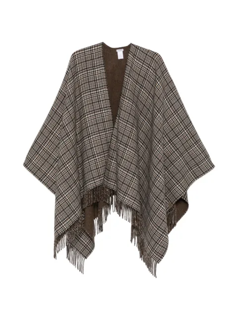 Brunello Cucinelli check-pattern fringed poncho Neutrals MSCDAGP03PCJW68