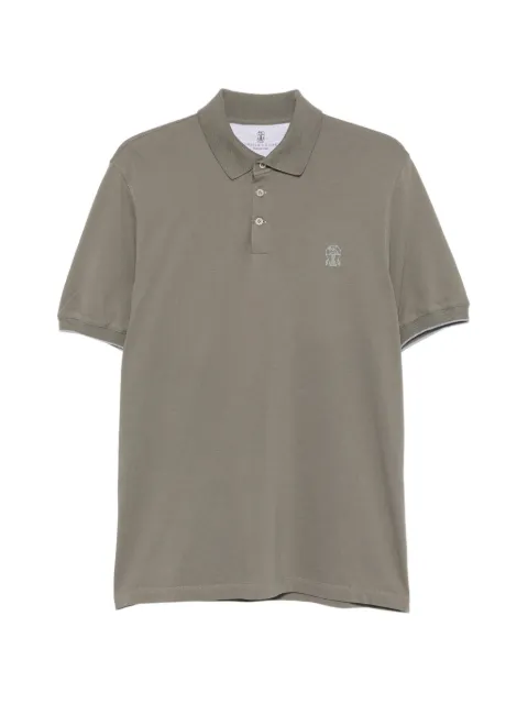 Brunello Cucinelli logo-embroidered cotton polo shirt Green ME8548788CMX66