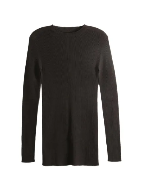 Rick Owens ribbed-knit long-line sweater Brown RU02F4637RIBM