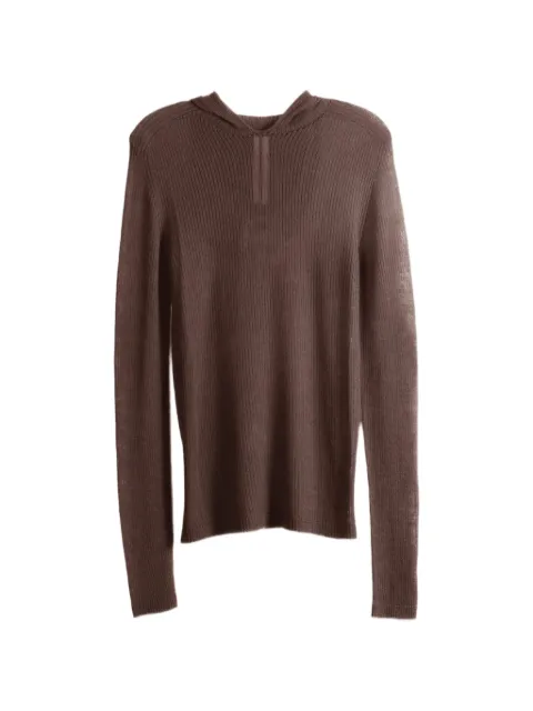 Rick Owens ribbed-knit hoodie Grey RP02F5680RIBWSL
