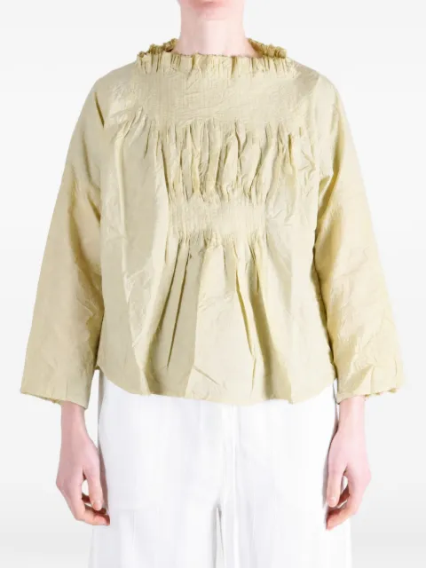 Daniela Gregis ruffled-neck blouse Green CA361WC471121T