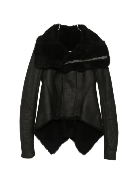 Rick Owens Naska shearling-trim asymmetric jacket Black RP02F5731LSHCS