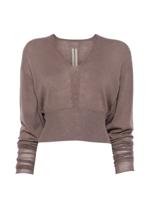 Rick Owens V-neck cropped sweater Brown RP02F5665M