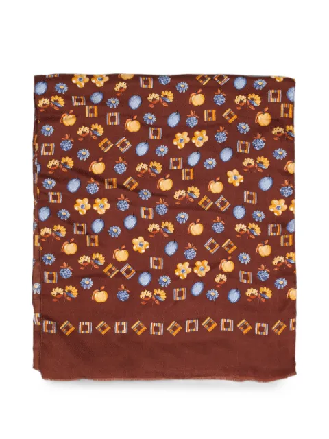 Vintage geometric fruit-print scarf Brown W2752678