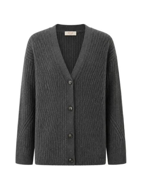 RETORI ribbed-knit V-neck cardigan Grey 04MKNTO169LS10