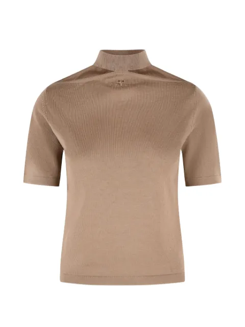 Courrèges short-sleeve embroidered top Neutrals 326MTO538FI0085
