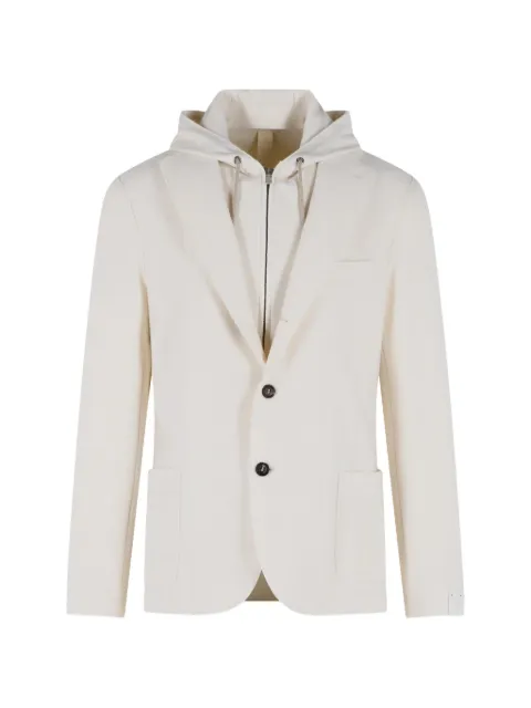 Eleventy hooded single-breasted jacket Neutrals N70GIAF02TES0F139