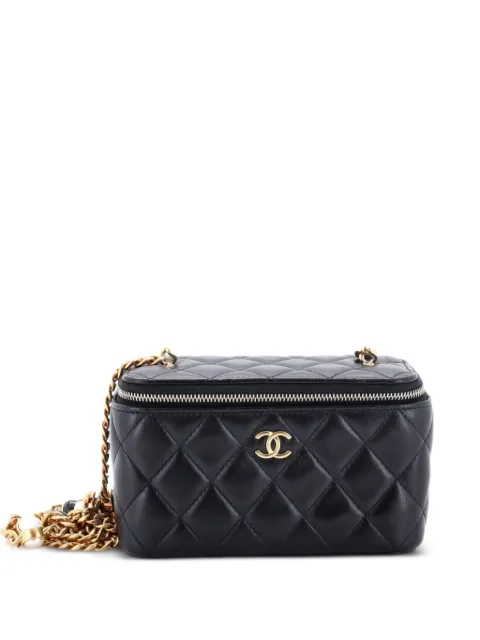 CHANEL Pre-Owned Classic Vanity Case with Resin Pearl Chain Quilted Lambskin Small clutch bag Black J06S74SR37CYF4TH