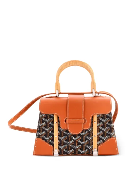 Goyard Pre-Owned Structured Saigon Top Handle Bag Coated Canvas with Leather Mini satchel Brown EMVO8ATIVHKSFKA4