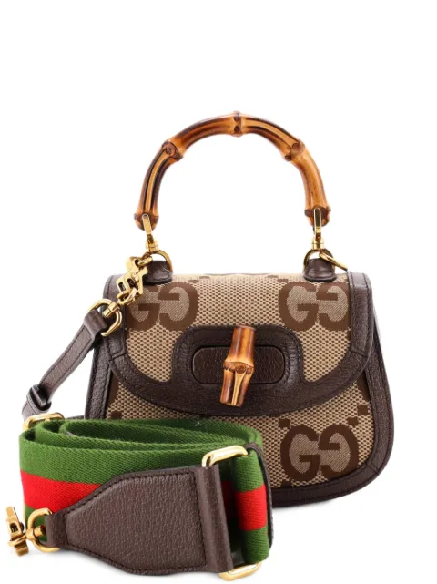 Gucci Pre-Owned Bamboo 1947 Top Handle Bag Jumbo GG Canvas Mini crossbody bag Brown ZO8XJRIGZXRKTGE8
