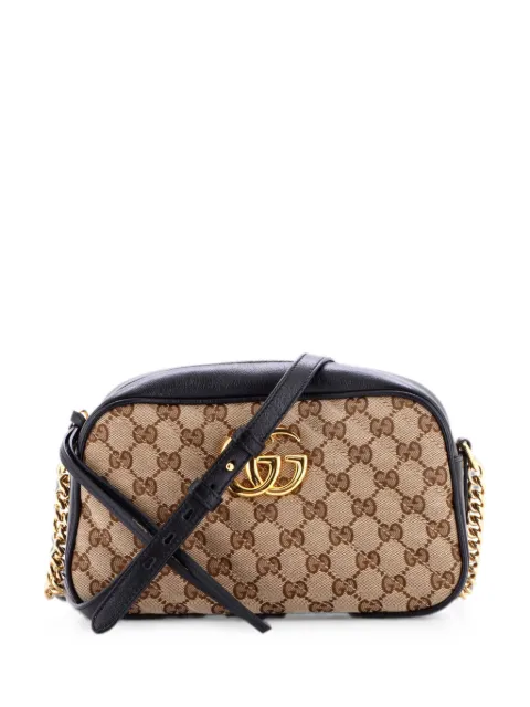 Gucci Pre-Owned GG Marmont Shoulder Bag Diagonal Quilted GG Canvas with Leather Small crossbody bag Brown XHWKDSYPN6UF4J7W