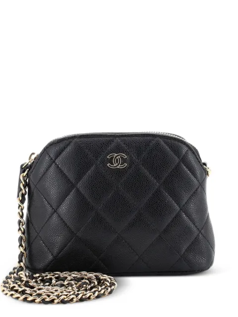 CHANEL Pre-Owned CC Dome Zip Clutch with Chain Quilted Caviar Mini crossbody bag Black BG4GAGH1G29Y49F3