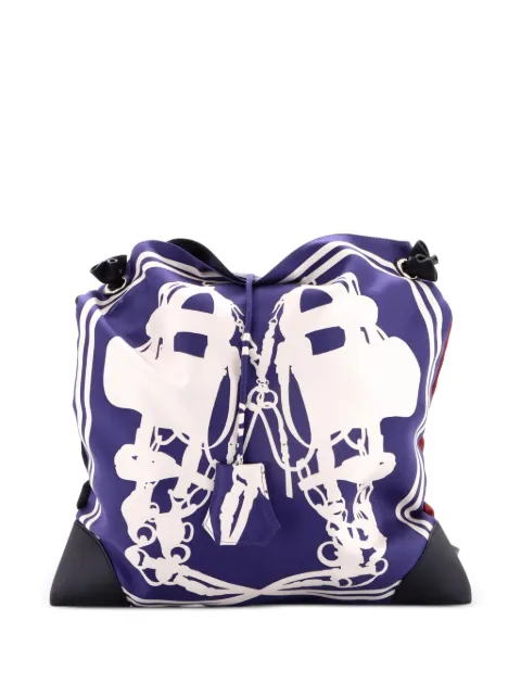 Hermès Pre-Owned Silky City Bag Printed Silk and Leather PM crossbody bag Blue SRPRGDTKDIP3B31E