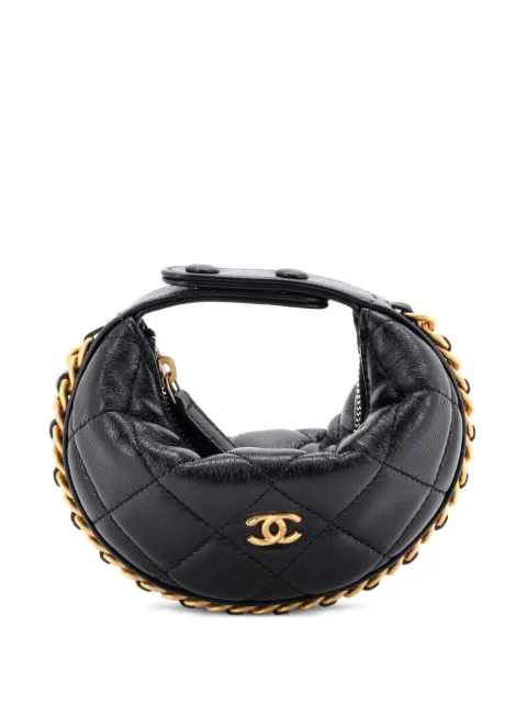 CHANEL Pre-Owned Chain Around Pouch Quilted Lambskin Extra Mini hobo bag Black 6TDVASQLQ4E3H5BD