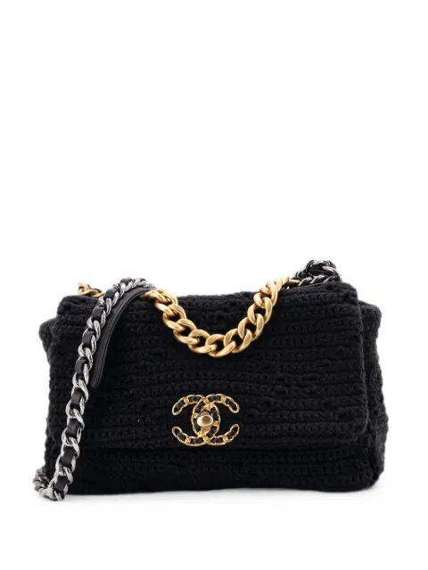 CHANEL Pre-Owned 19 Flap Bag Crochet Medium shoulder bag Black ON10RV3UX4HGSQZI