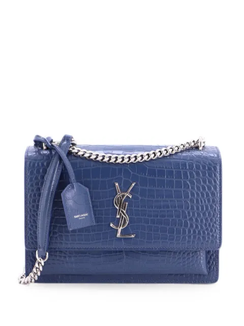 Saint Laurent Pre-Owned Sunset Crocodile Embossed Leather Medium crossbody bag Blue OAAR429AUE35FIZ8