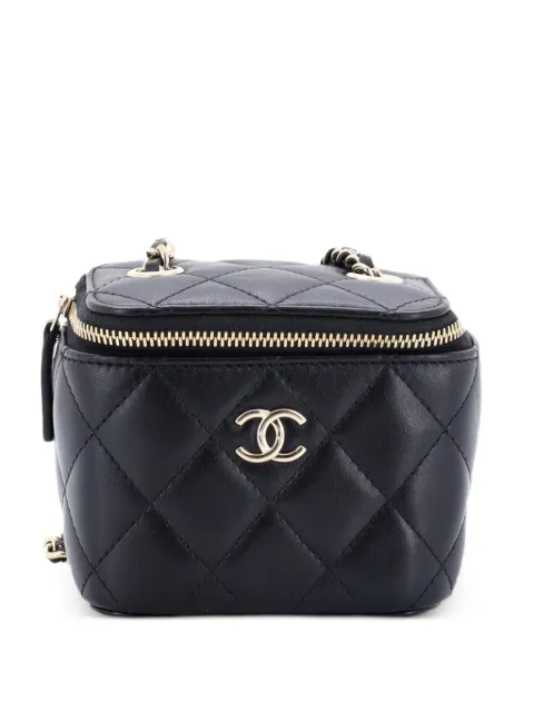 CHANEL Pre-Owned Camellia Bow Vanity Case with Chain Quilted Lambskin Mini crossbody bag Black OB2YJ1XBBNHRQVI9