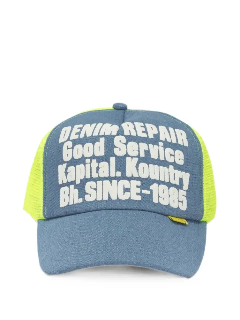 KAPITAL logo-print mesh-panel trucker hat Yellow K2603XH502
