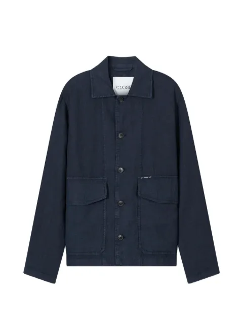 Closed button-up patch-pocket jacket Black C8770752430