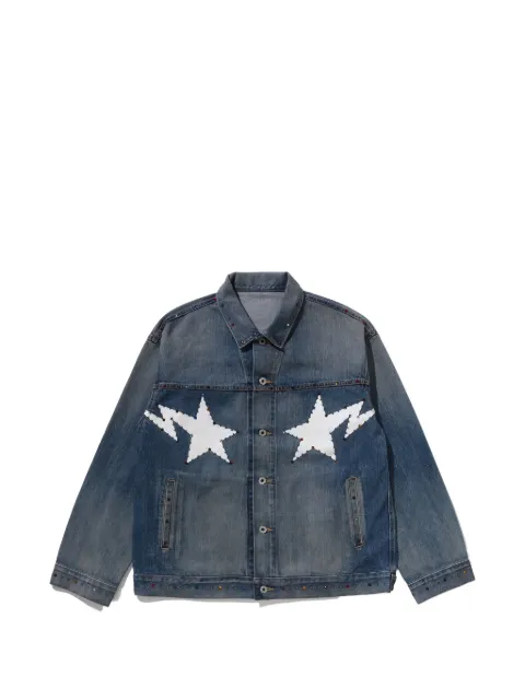 A BATHING APE® crystal-embellished denim jacket Blue 1L80140002