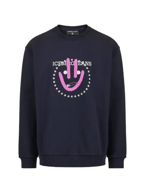 Iceberg embellished graphic-print sweatshirt Blue 26EJ1P0E0526329