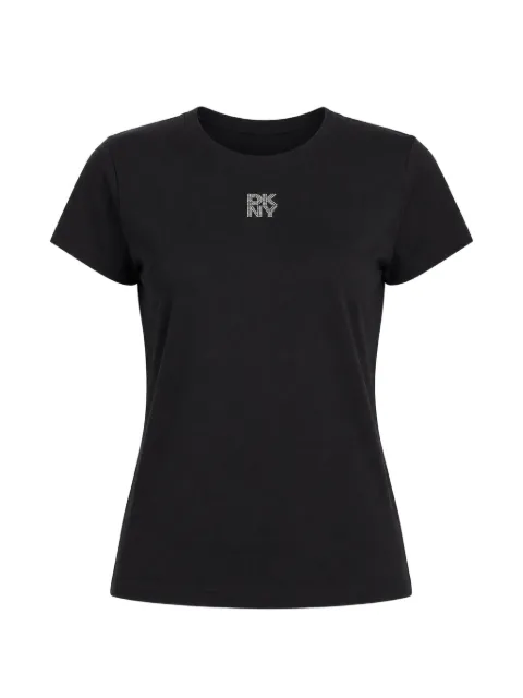 DKNY rhinestone-logo cotton T-shirt Black DJ6T1740