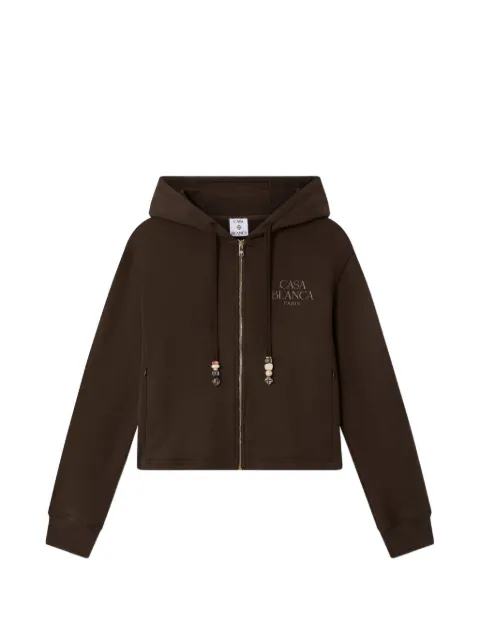 Casablanca bead-embellished cropped hoodie Brown WPF26JTP52601