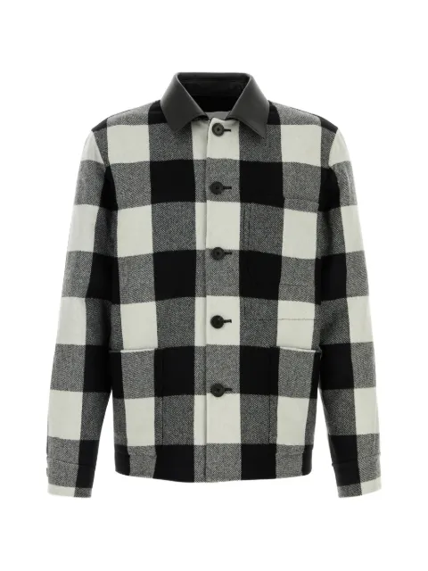 Givenchy checked leather-collar jacket Black BM01EU16KB181