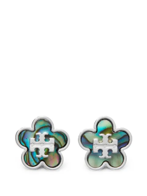 Tory Burch Forget Me Not Mother of Pearl stud earrings. Silver 157351