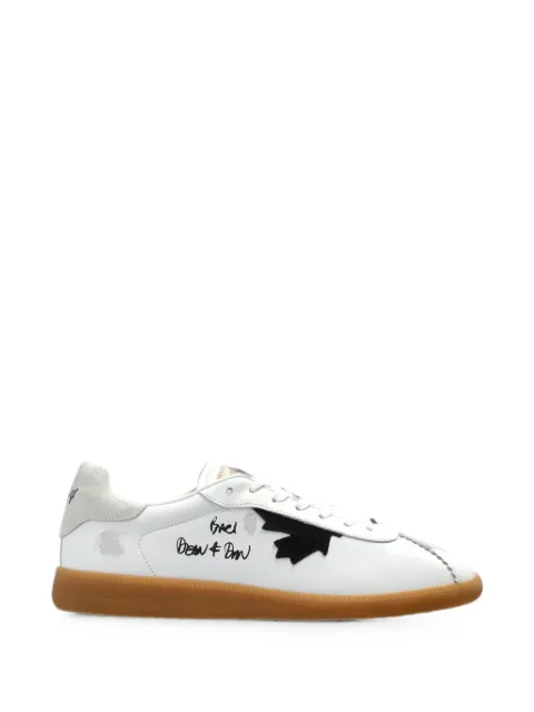 DSQUARED2 Rebel maple-leaf appliqué leather sneakers White SNM046818908285