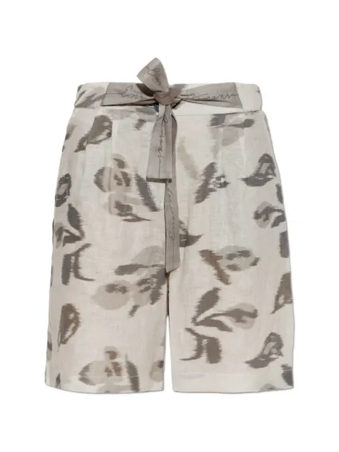 Emporio Armani ikat-print belted shorts Grey EW004952AF26966