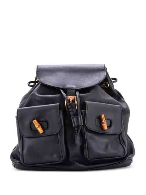 Gucci Pre-Owned Vintage Bamboo Leather Medium backpack Black JLLTTVTLA0WIIHX2