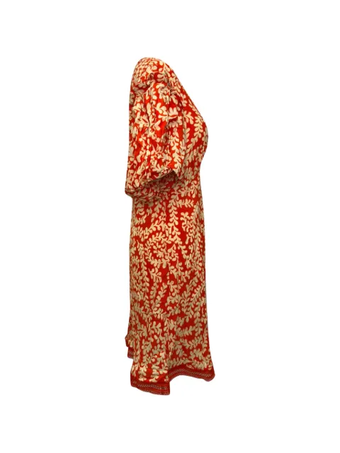 Diane Von Furstenberg Vintage Fisher leaf-print mini dress Red RFCPUGBCL757301W
