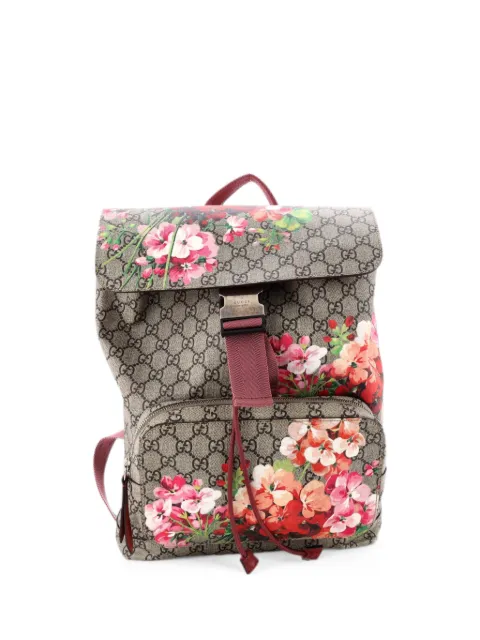 Gucci Pre-Owned Buckle Blooms Print GG Coated Canvas Medium backpack Brown WUE233WX7YBKHJTE