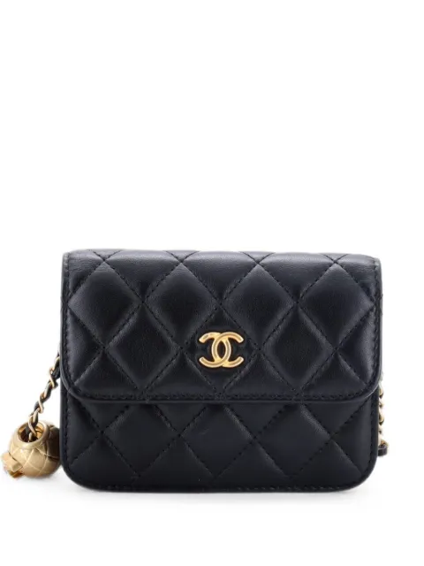 CHANEL Pre-Owned Pearl Crush Flap Clutch with Chain Quilted Lambskin Mini crossbody bag Black 75F6CY4BIR7URXKT