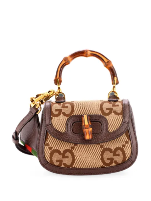 Gucci Pre-Owned Bamboo 1947 Top Handle Bag Jumbo GG Canvas Mini crossbody bag Brown 4NG09ZY5P9EJC8MF