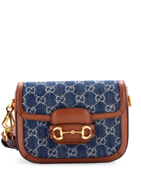Gucci Pre-Owned Horsebit 1955 GG Denim Mini shoulder bag Blue 337XQHCFF5GYT5A3