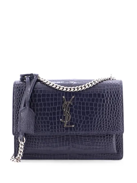Saint Laurent Pre-Owned Sunset Crocodile Embossed Leather Medium crossbody bag Blue L65X5IEYMG3U9U99