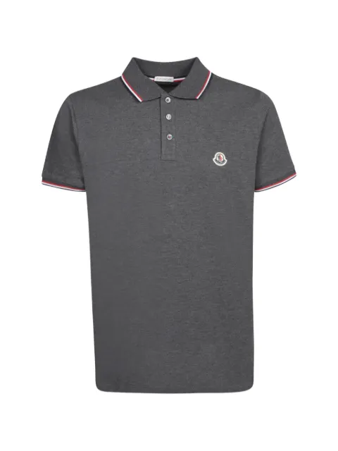 Moncler logo-patch short-sleeve polo shirt Grey 8A7030084556989
