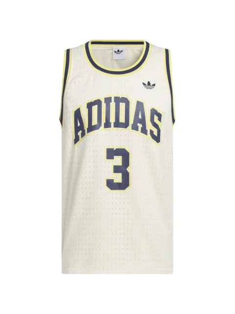 adidas logo-print tank top Neutrals IB6907