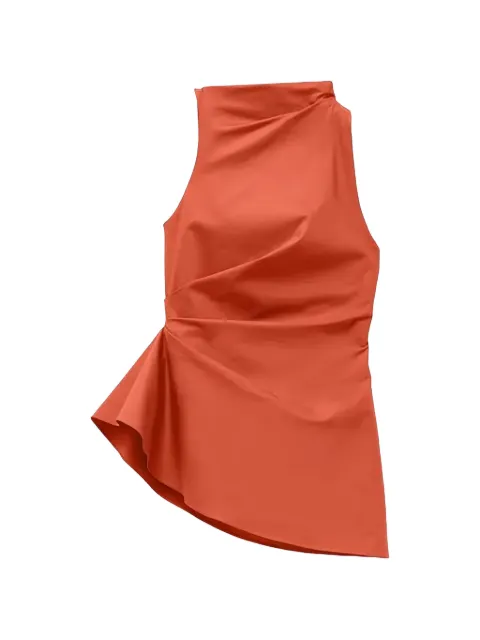 Alexander McQueen draped asymmetric top Orange 810287QFAAZ