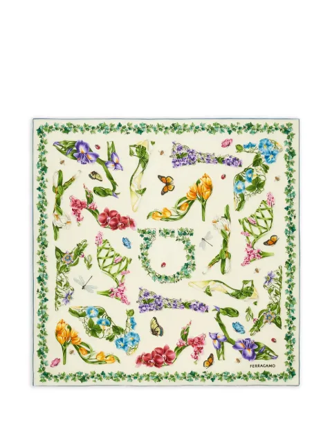 Ferragamo Eden Shoes-print scarf Neutrals 310245