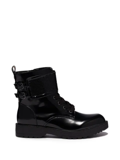 GUESS USA Wanda buckled mesh-strap ankle boots Black FL7WANELE10