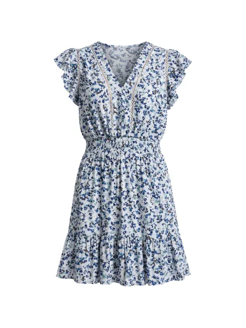 DKNY floral-print ruffled mini dress White DJ6D9177