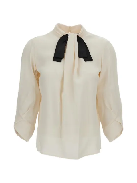 Elisabetta Franchi pussy-bow long-sleeve blouse Neutrals CA17866E2