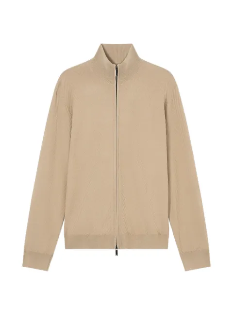 Emporio Armani chevron-knit zip-up cardigan Neutrals EM004670AF23759