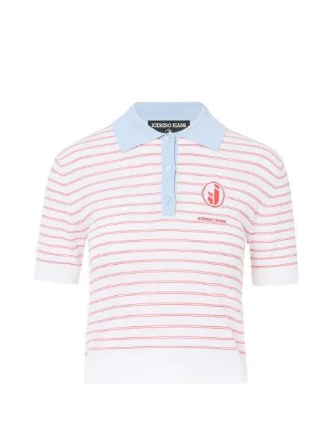 Iceberg striped short-sleeve slim-fit polo shirt White 26EJ2P0A0139504R4C1